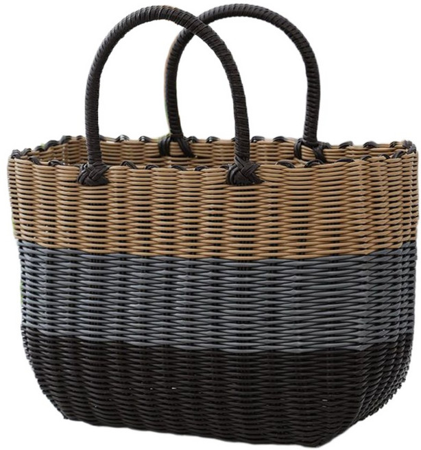 빨대가방 바구 최화정피크닉가방 라탄 유튜브 피크닉가방 라탄바구니 장바구니 그레이 핑크 미디엄 1개, 그레이 × 1개