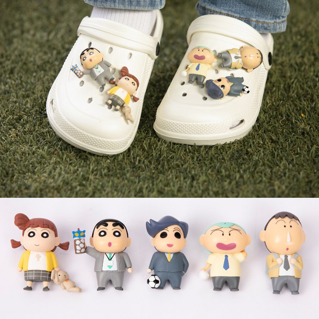 짱구는 못말려 떡잎마을 방범대 캐릭터 샌들 슬리퍼 신발 장식 참 파츠 5P세트