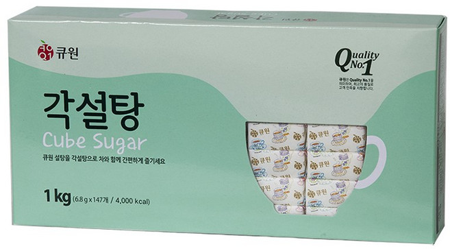 큐원 각설탕 1kg 하얀 설탕 안심 배송 박스 포장, 1개