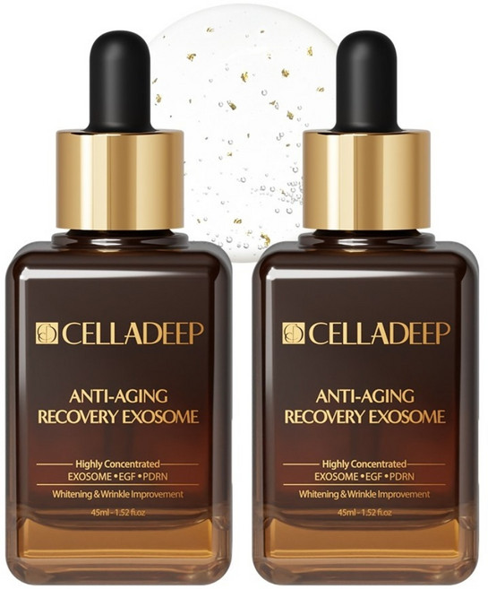 셀라딥 탄력 주름 개선 PDRN 엑소좀 EGF 안티에이징 리프팅 골드 앰플 세럼, 2개, 45ml