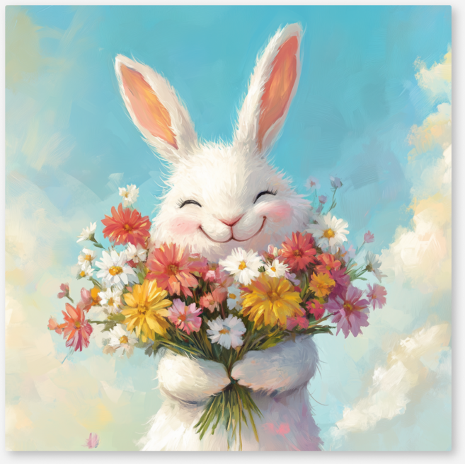 노아갤러리 인테리어 소품 행복 토끼 캔버스 예쁜 그림 액자, 행복토끼_01