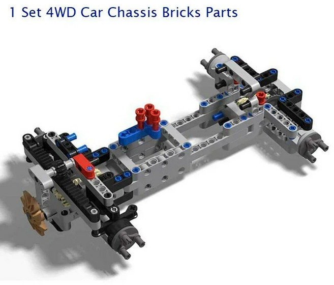4륜 구동 RC카 섀시 전동 세트 사륜 테크니컬 IR 리모컨 수신기 MOC 키트, Chassis Bricks