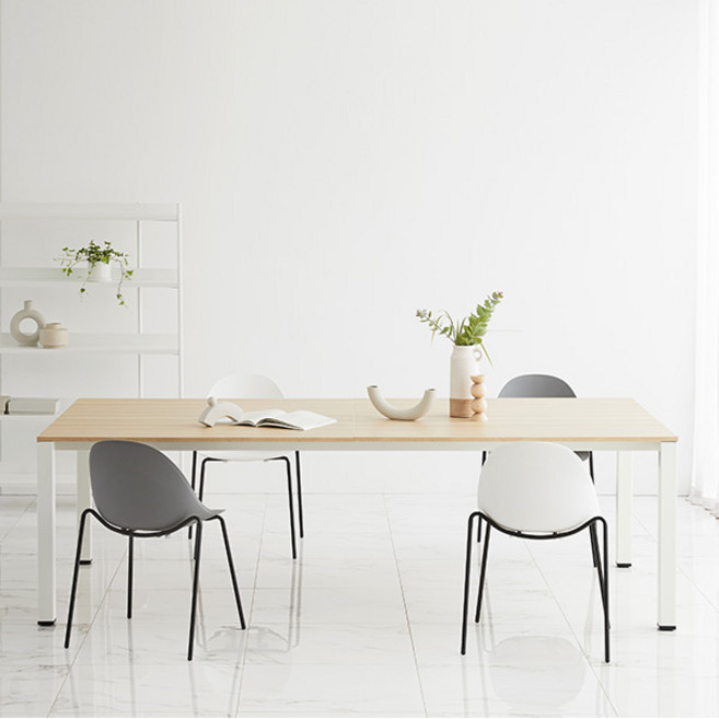 [두닷] 콰트로 볼드 2400 테이블_기본형, 덴버오크+에어화이트(콘센트x)