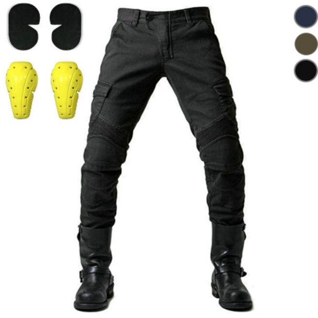 서브22 데님 바이크팬츠 보호대 포함 라이딩진, 블랙진