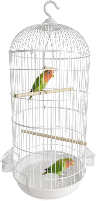 온유펫 앵무새 원형 새장 중형 대형 케이지 2단 3단, 화이트-중형, 1개