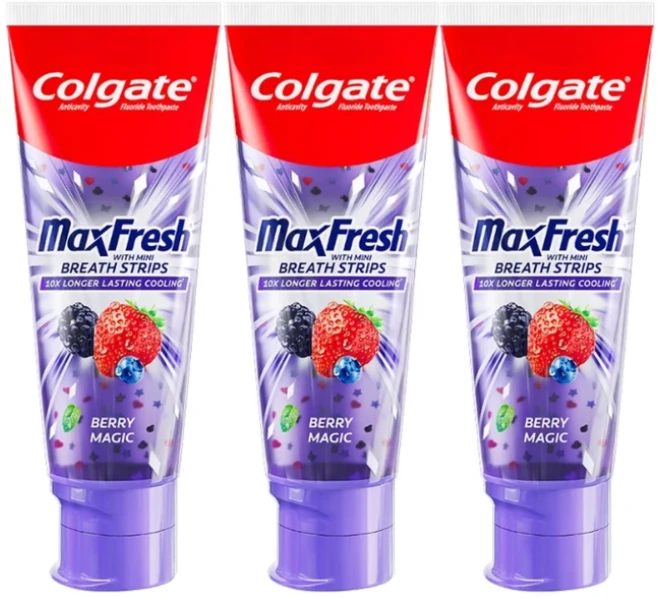 콜게이트 맥스프레쉬 베리 매직 치약 3개입 - 쿠팡