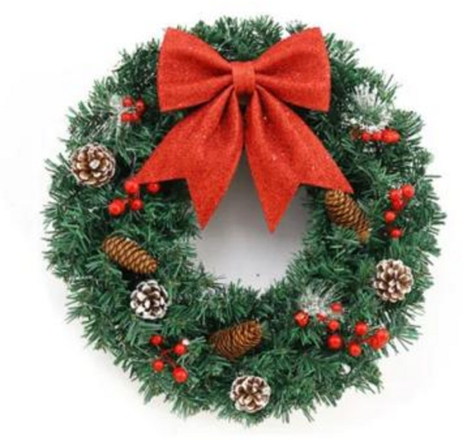 크리스마스 가랜드 트리 꾸미기 오너먼트 LED 조명 등나무 덩굴 솔방울 화환 문짝 창문용 새해 벽걸이 장식 40 cm 50 60cm, 1개, 2) NO Lights - 60cm