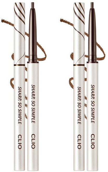 [1+1] 클리오 샤프 쏘 심플 워터프루프 펜슬 라이너 AD, 002 브라운, 2개