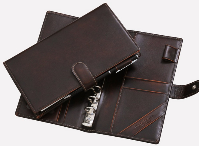 2026년 마뜨 아도방 소가죽 이니셜각인 48절 6공 플래너 미니 휴대용 수첩 버튼 다이어리 커버 투톤브라운 D10282, 겉면, 영문정자체