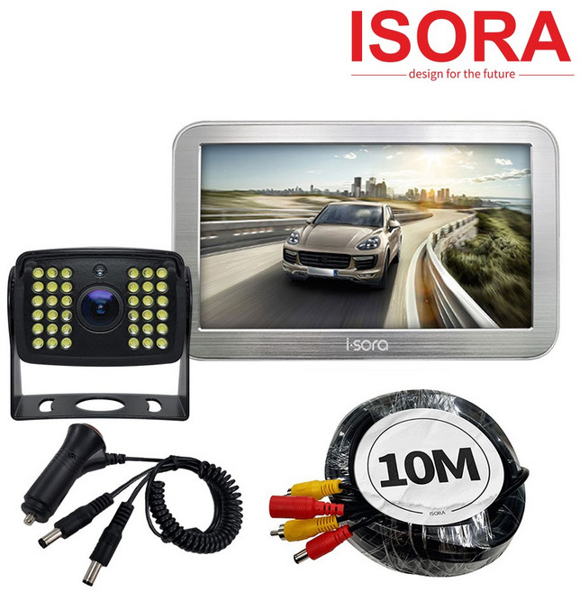 아이소라 야간컬러 화물차 후방카메라 모니터 세트 와이드 미니 + 7인치모니터, 카메라+7인치-메탈실버, Y시거잭+일체형배선10M