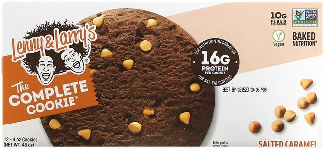 Lenny & Larrys The COMPLETE Cookie 솔티드 캐러멜 쿠키 12개입 개당 113g(4oz) 1팩, 1개, 16g - 쿠팡