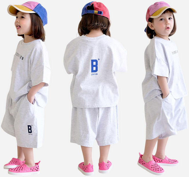 [12시전주문 오늘출발] 메르시보꾸 아동공용 에디션싱글츄리닝 반팔 상하복 여름세트복