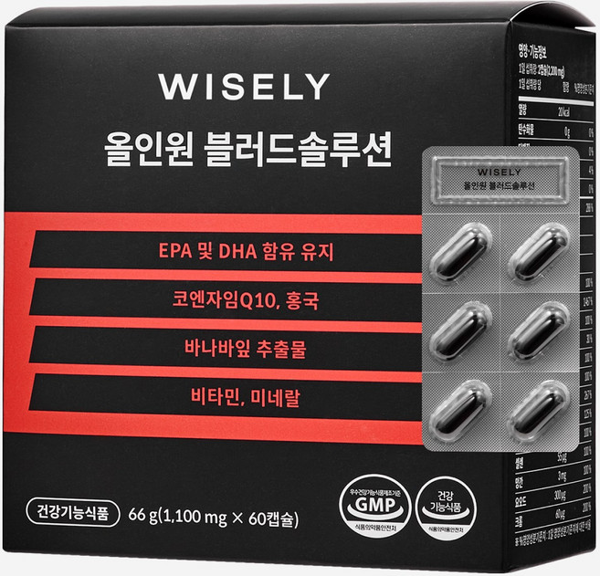 와이즐리 혈행 혈압 혈당 콜레스테롤엔 올인원 블러드 솔루션, 1개, 60정