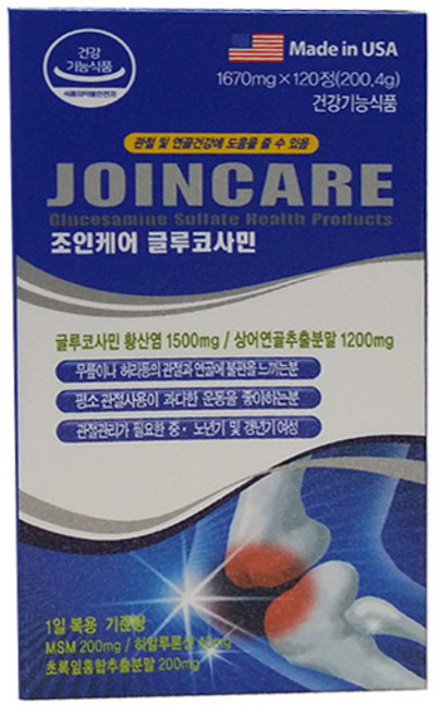 조인케어 글루코사민 120정 /조인트 케어 조인케어글루코사민 msm, 조인케어글루코사민 120정 /조인트 케어 조인케어, 1개