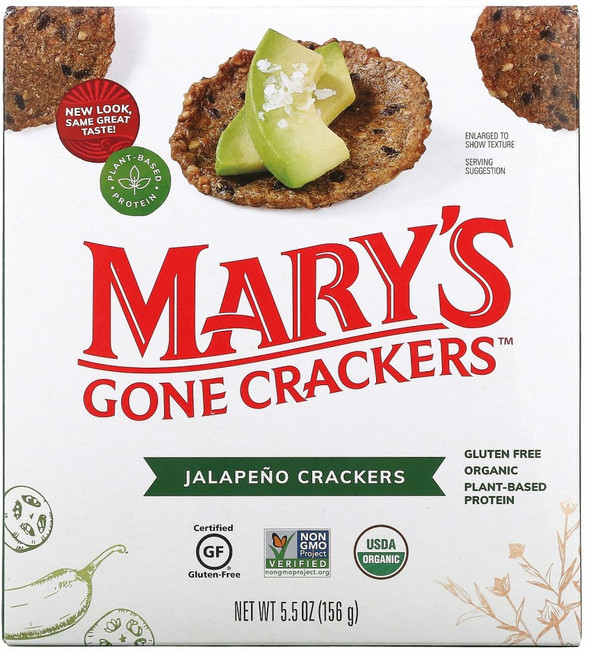 Marys Gone Crackers 할라피뇨 크래커 156g(5.5oz) 2팩, 156g