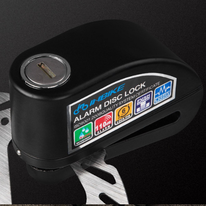 도난 경보음 110 데시벨 6mm 잠금핀 자전거 오토바이 자물쇠, 블랙, 1개