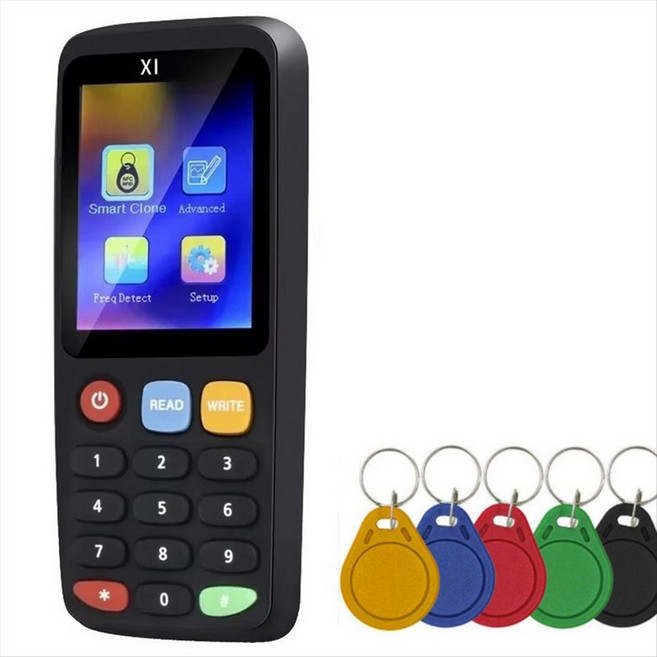 X7 RFID 스마트 칩 NFC 디코더 중복기 리더 리더+5xUID 키 체인 태그 복사기 125kHz 13.56MHz 배지 토큰 클론 카드, 검은색, 1개