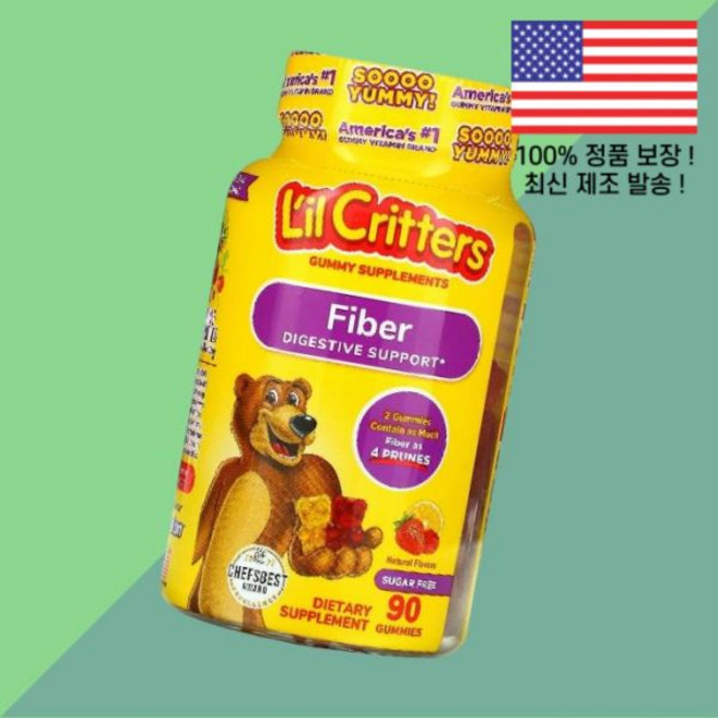 릴 크리터스 섬유소 다이제스트 서포트 내추럴 맛 젤리 구미 90젤리 L'il Critters, 1, 90