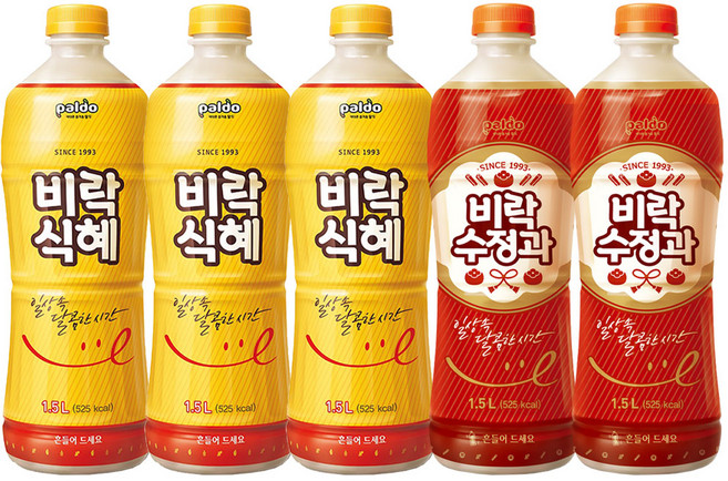 팔도 1.5L 비락 식혜 3개 + 수정과 2개 총 5패트 전통 음료