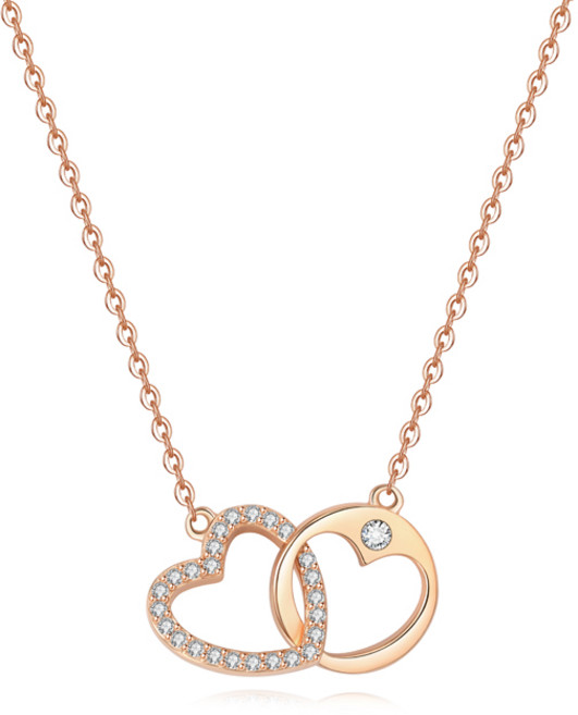 YANGTA 18k도금 로즈골드 투하트목걸이 데일리목걸이