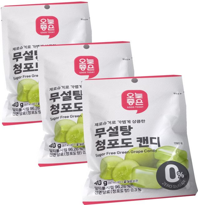 오늘좋은 무설탕 청포도캔디, 3개, 40g