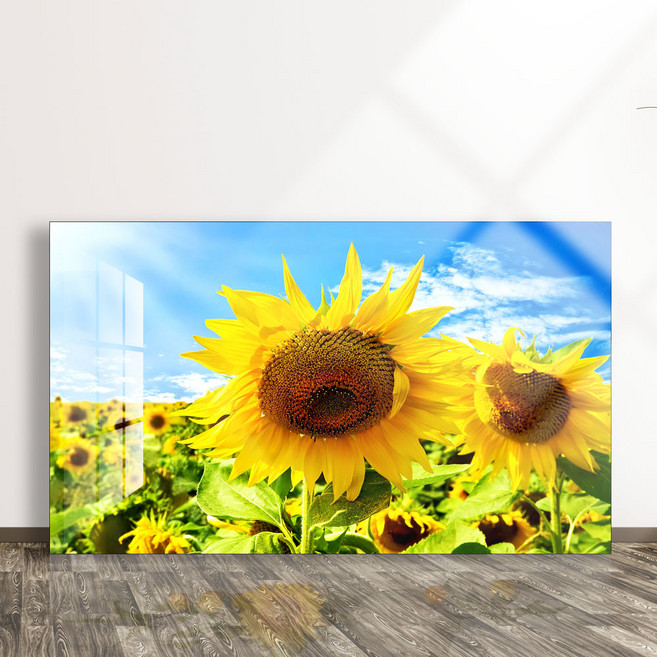 대성액자 특허받은 프리미엄 하이그로시 액자형 4단다리 테이블 60cm x 100cm, 01.행운 해바라기