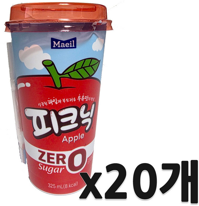 피크닉 사과 제로 컵, 325ml, 20개