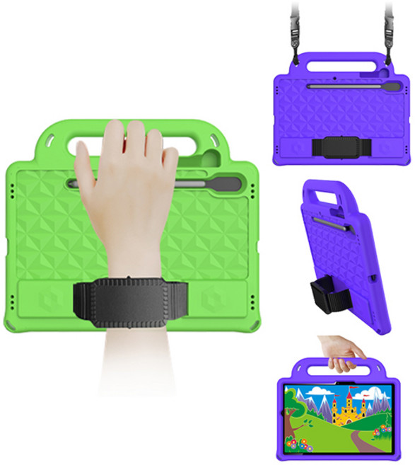 갤럭시탭 S7 11인치 호환 입체 다이아몬드 에바폼 핸들 스트랩 태블릿 케이스 커버 T870 T875 T878, atn126 블루, 1개