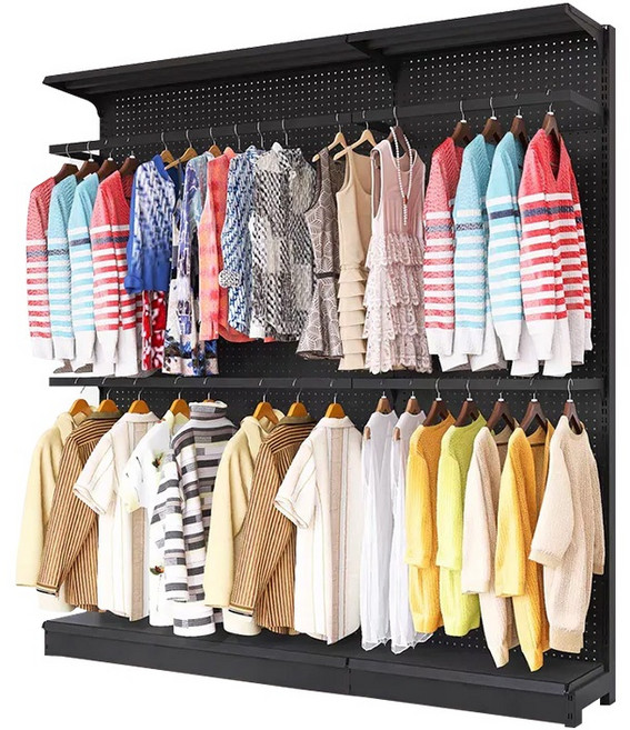 Quality聚家 鍍鋅鋼架洞洞板衣櫃 DIY組裝 高度可調 每層承重50KG 長度73cm二板二掛, 黑色, 2層