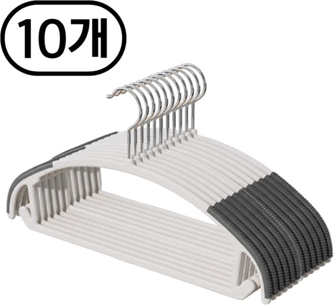 링고룸 어깨뿔 방지 논슬립 옷걸이 늘어짐X 나시 셔츠 니트 넥타이걸이 목도리걸이, 화이트그레이, 10개
