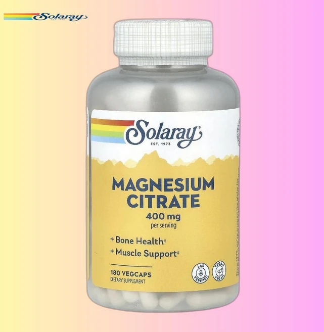 솔라레이 마그네슘시트레이트 400mg 베지 캡슐 180정(캡슐당 133mg) 1병, 1개, 60회분 - 쿠팡