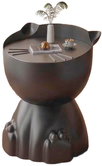 마일드하우스 귀여운 고양이모양 수납 미니 협탁 테이블, 블랙