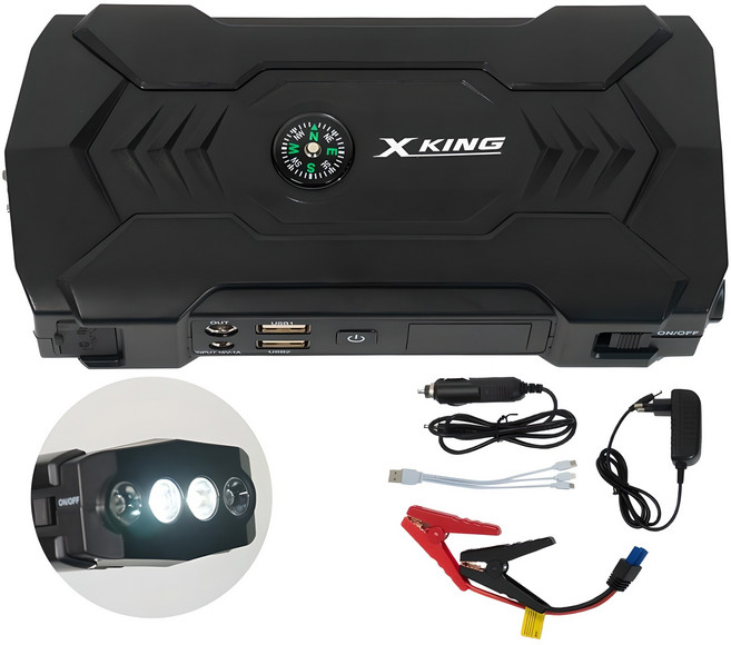 엑스킹 자동차 점프스타터 차량용 오토바이 방전 배터리 충전기 재생기 1초 시동 휴대용 점프 카스타터, 1개, 10400mAh