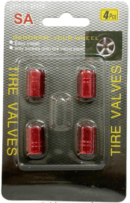 에스미코 타이어 밸브캡 에어캡 구찌캡 4P, 레드, 1세트