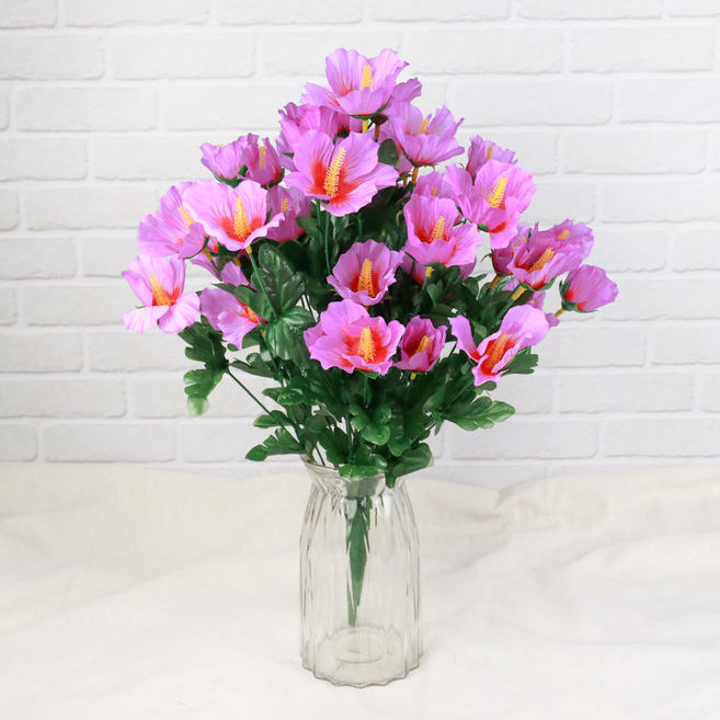 14송이 무궁화 조화 플라워 인테리어 소품 성묘 헌화 3color, 분홍