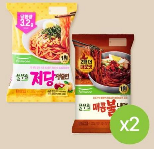 저당 생쫄면 2개 매콤 불냉면 2개 총 4개, 옵션 x 2개