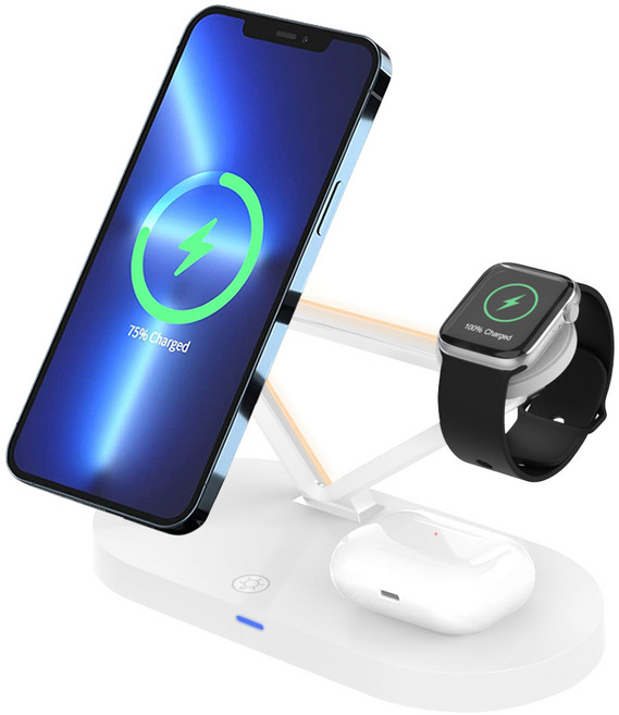 아이폰 17 16 15 14 13 12 프로 에어팟 워치 맥세이프 호환 고속 무선충전기, 화이트, 1개