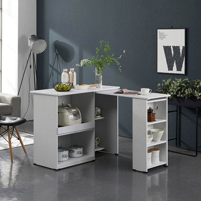 다움 ㄱ자확장형 아일랜드식탁 홈바 렌지대 수납장, B타입 화이트 전면 우