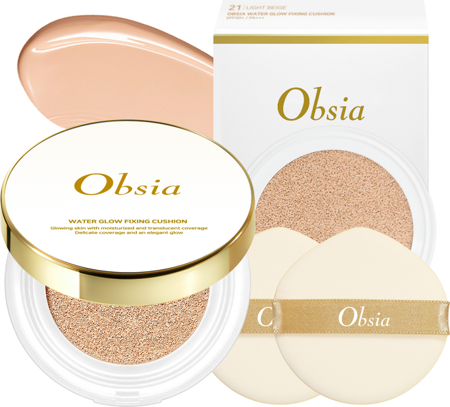 오브시아 워터 글로우 픽싱 쿠션 팩트 본품+리필, 24g, 1개, 23호 베이지