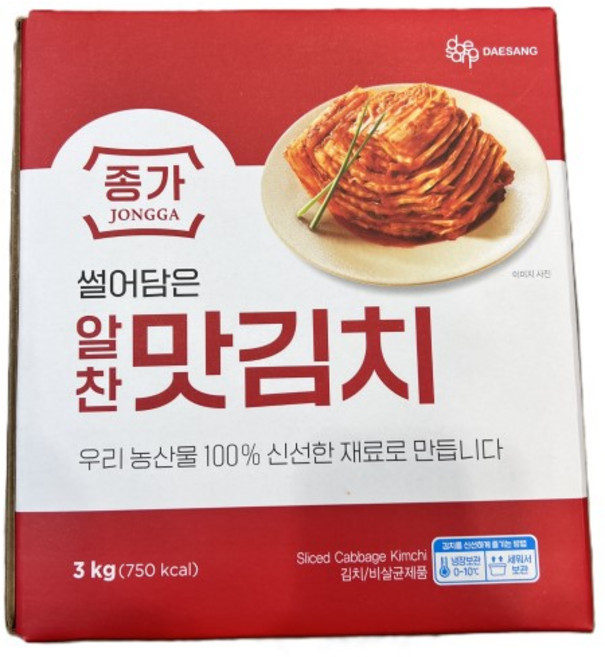 종가집 썰어담은 알찬맛김치, 3kg, 1개