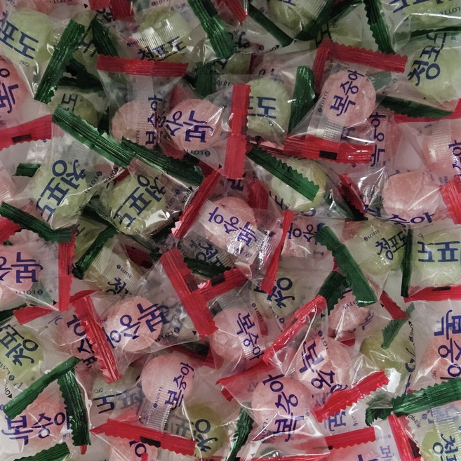 마담 K 롯데 웰푸드 청포도 사탕 + 복숭아 사탕 대용량 간식 2종세트 100개 개별포장, 1개