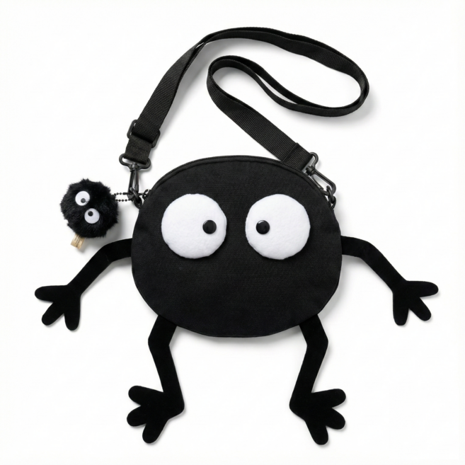 먼지모양 가오나시모양 가방 악세사리 포함 귀여운 가방, 1개, 먼지인형가방과먼지인형