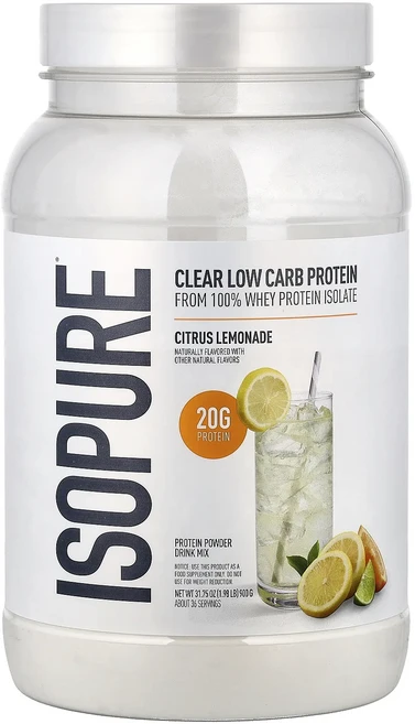 몸관리하세요 겨울입니다 Isopure 클리어 저탄수화물 프로틴 파우더 시트러스 레모네이드 900g(1.98lb) 특별관리진행, Isopure클리어저탄수화물프로틴파우더시트러스레모네이드, 900g, 1 - 쿠팡