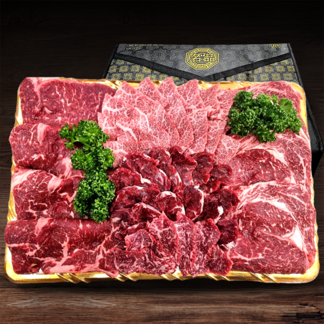 [빠른출고] 1등급이상 한우 선물 세트 등심 채끝 부채살 살치살 업진살 설날 추석 한성미트뱅크, 총 1.3kg 한우 선물세트, 1개