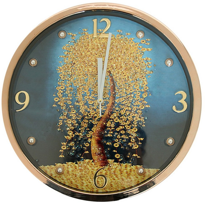 행운 골드블랙 고급 돈나무 동물 물고기 인테리어 거실 벽걸이 시계 벽시계 집들이 선물용 포장용