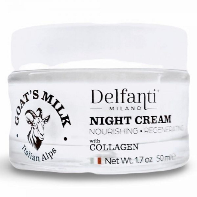 Delfanti-Milano • 염소 우유 콜라겐 영양 및 재생 나이트 크림 얼굴 목 모이스처라이저 이탈리아산, 1