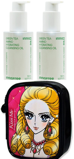 이니스프리 그린티 아미노 수분 클렌징 오일(150mlx2개)+(키스미 파우치 증정), 1개, 150ml