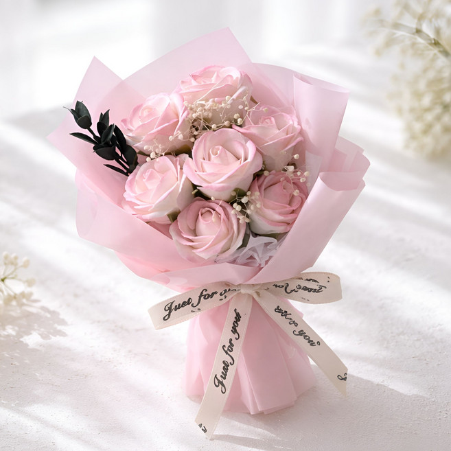 베니지 비누꽃 납골당 미니 꽃다발, 핑크, 1개