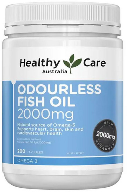 호주 헬씨케어 무취 피쉬 오일 2000mg 오메가-3 200캡슐, 1개, 200정