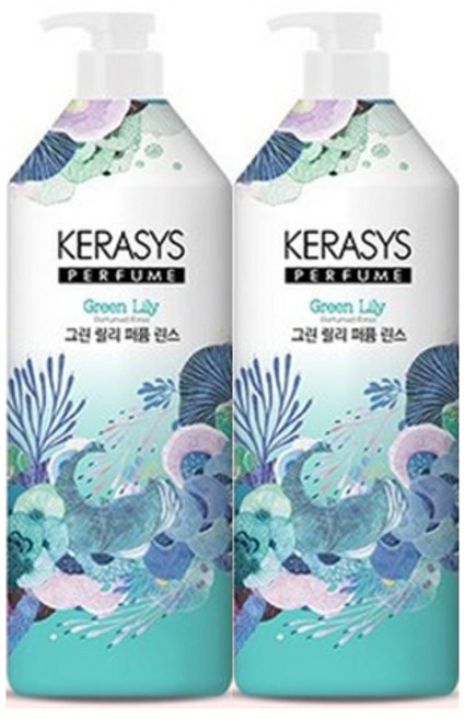 [애경] 케라시스 퍼퓸 그린 릴리 샴푸/린스 1000ml x 2개, 상품명:린스2개, 1L